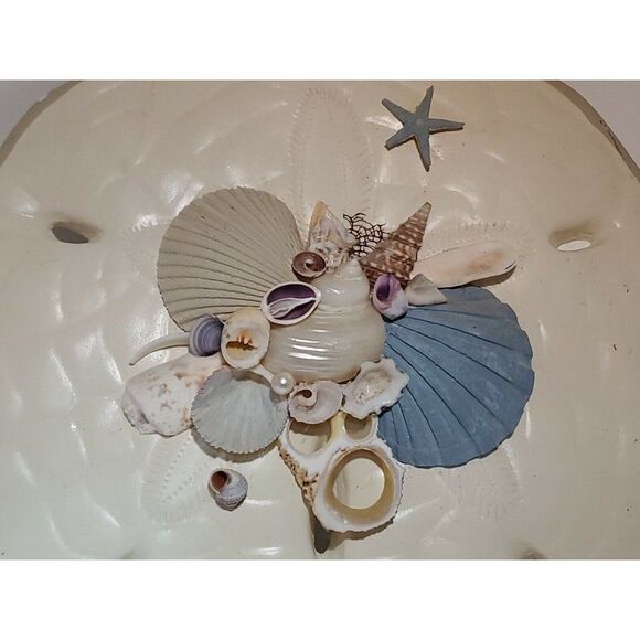 Vintage Large 11" Ceramic Seashell Wall Decor Beachcomber Sanddollar Nautical - Picture 2 of 4